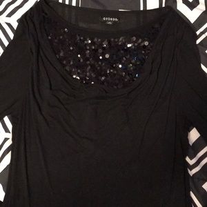 Solid black blouse with sequins